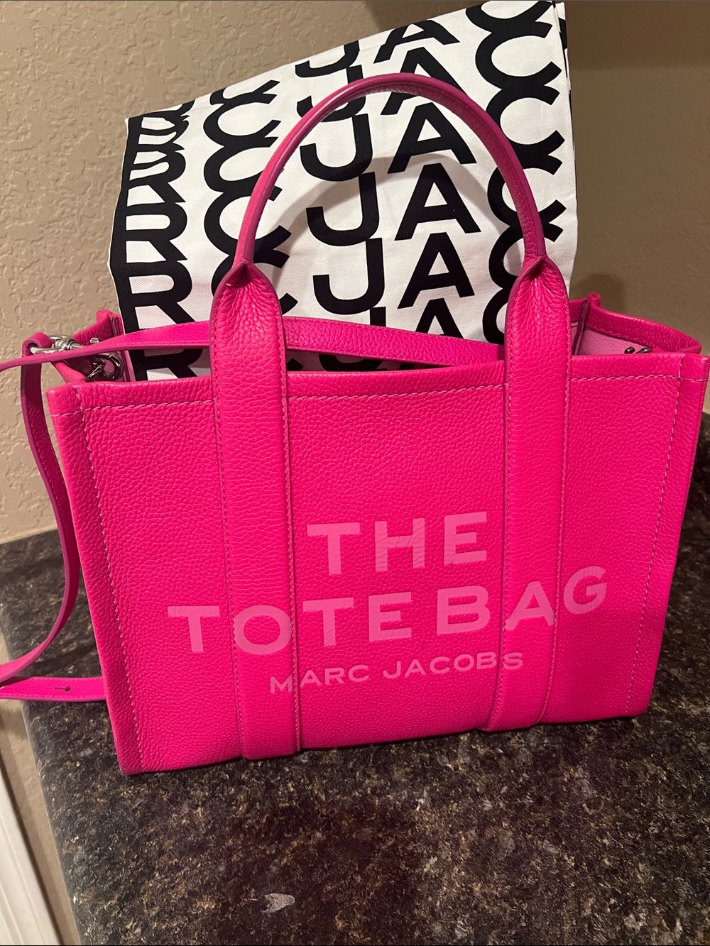 Marc Jacobs Hot Pink Pebbled Leather Tote - Picture 3 of 3